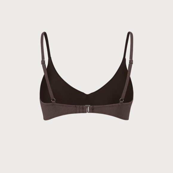 BERLOOK Coffee V-Neck Ribbed Bikini Top ONLY 34 - Picture 8 of 10